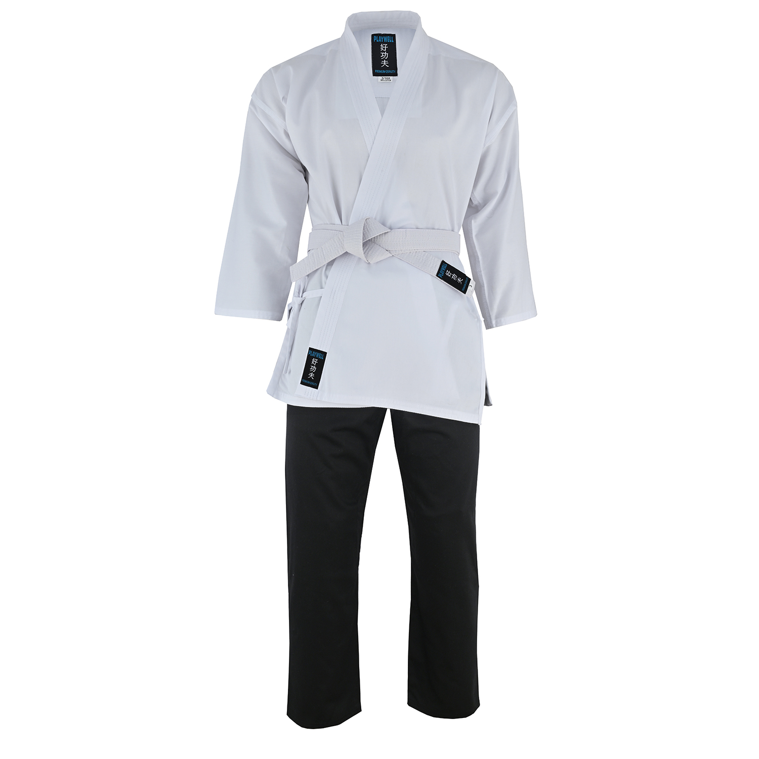 Karate Uniform Mixed Childrens: White / Black Trousers - SALE (image for) Karate Uniform Mixed Childrens: White / Black Trousers - SALE