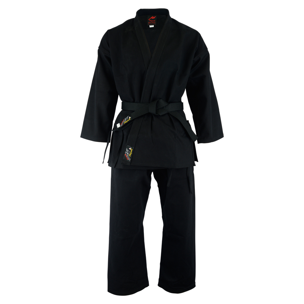 Adults Karate Deluxe Silver Brand Suit - Black 10oz (image for) Adults Karate Deluxe Silver Brand Suit - Black 10oz