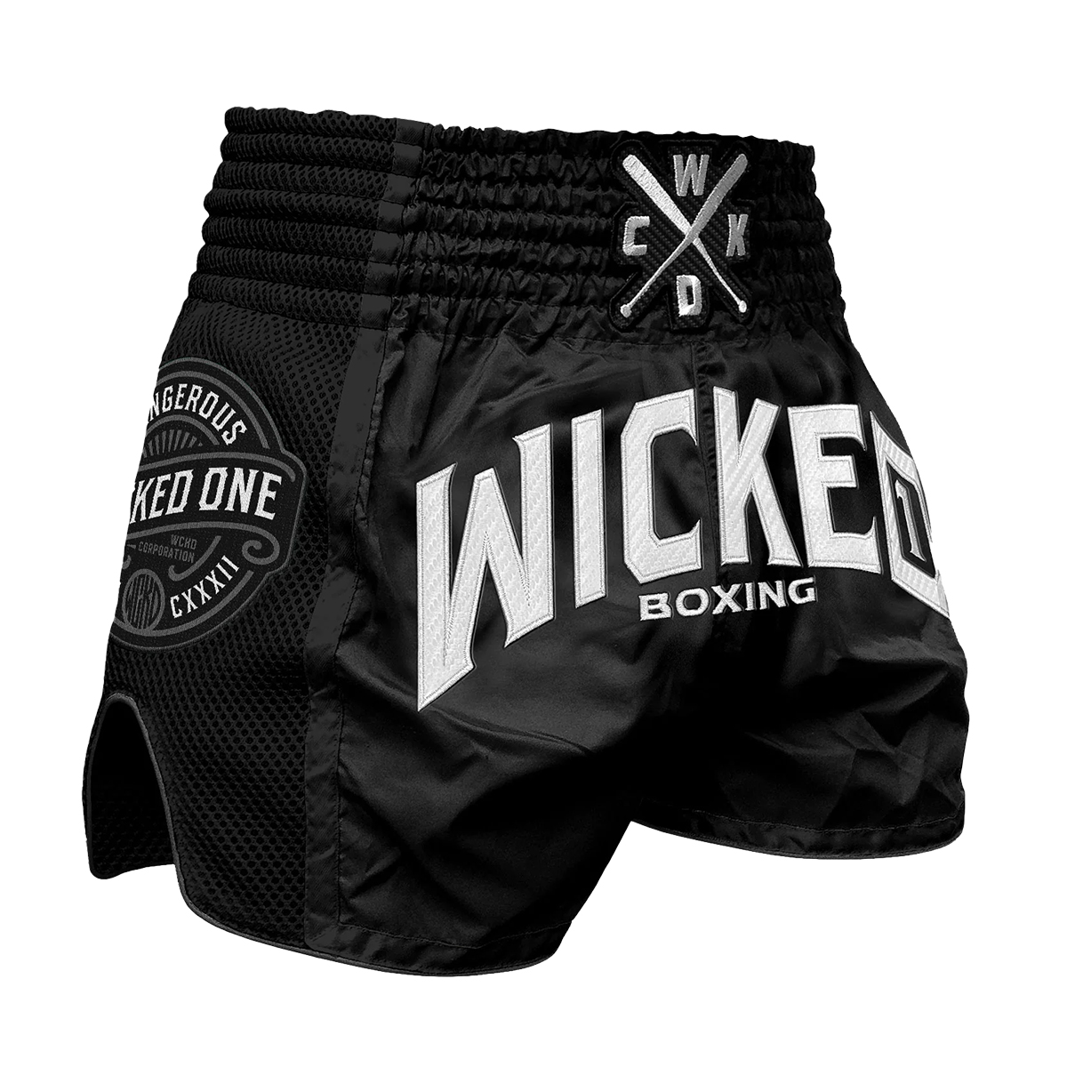 Wicked1 Block Muay Thai Shorts - Black (image for) Wicked1 Block Muay Thai Shorts - Black