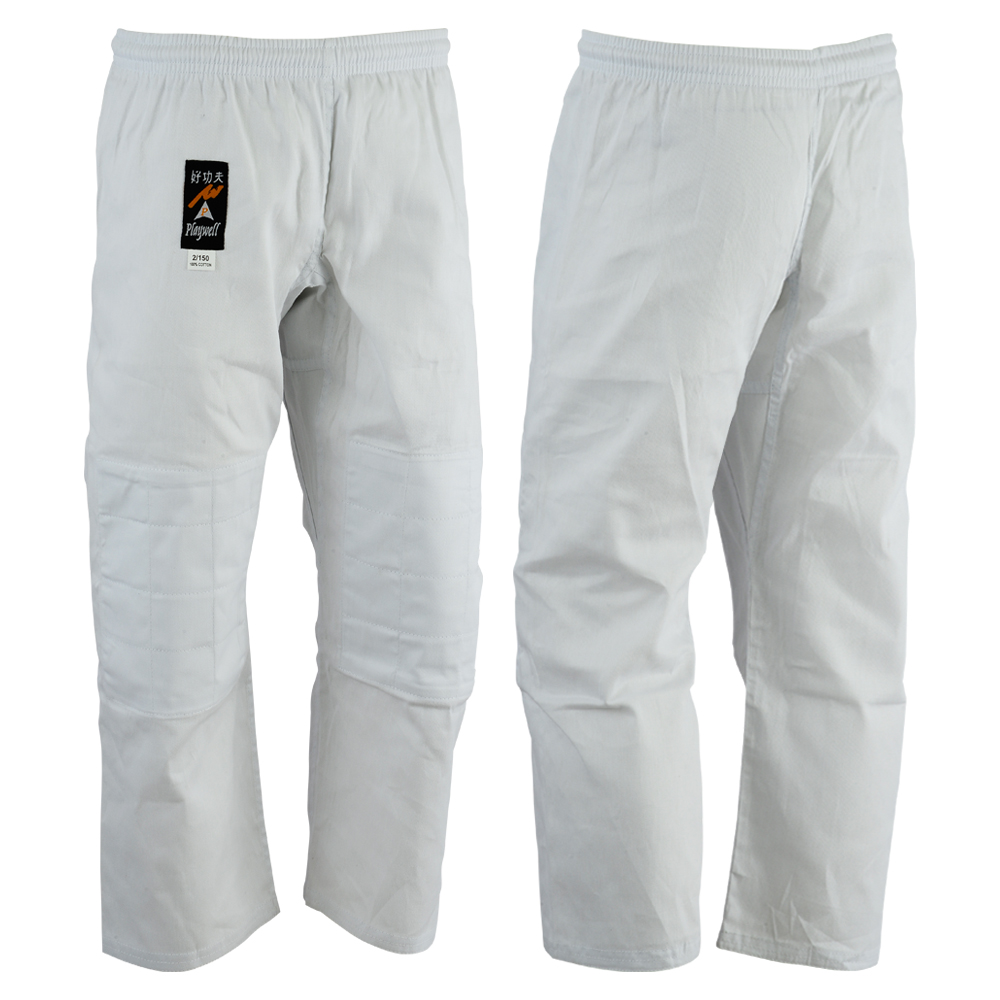 (image for) Playwell Judo Trousers White 10oz - Double Padded Knees