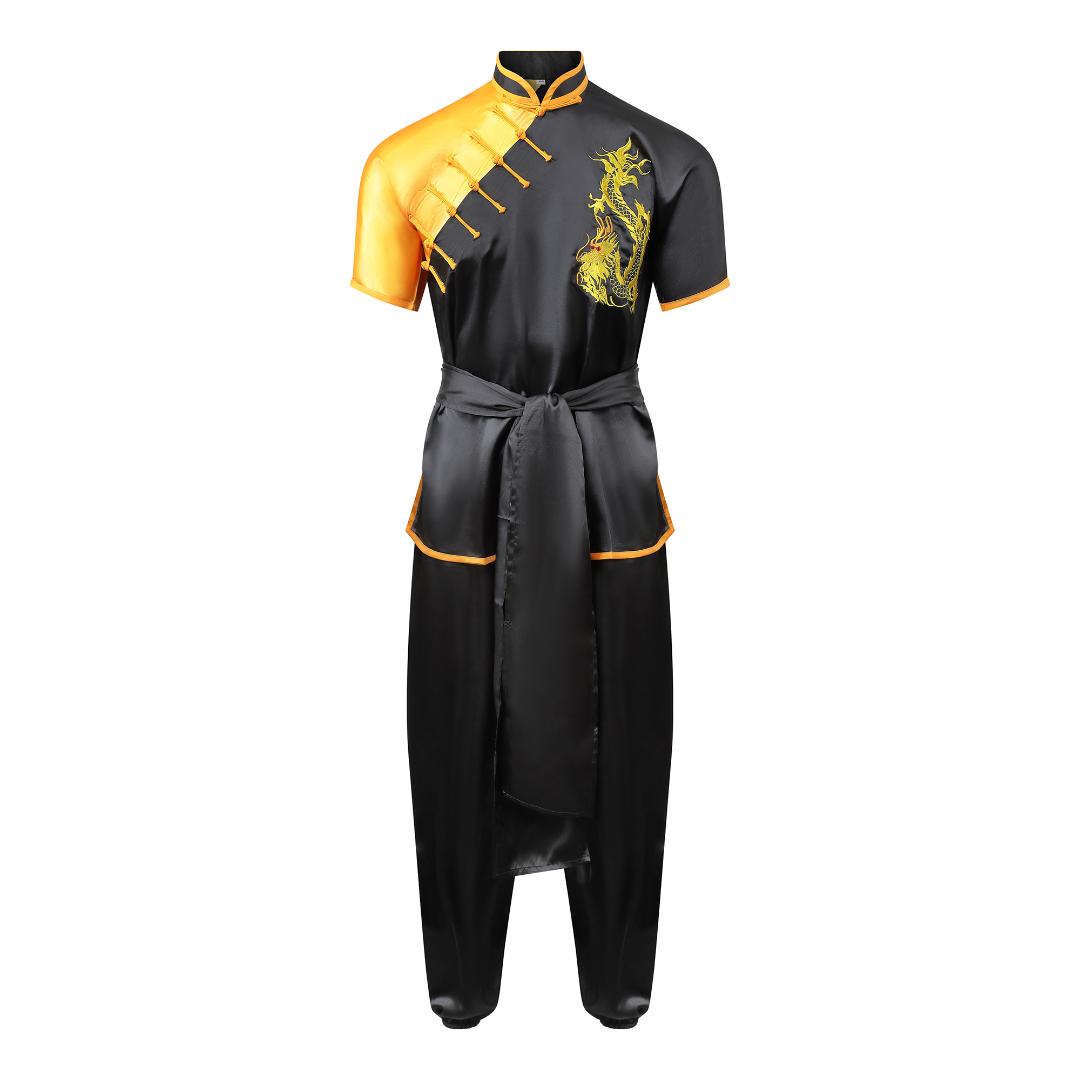 (image for) Competition Wushu Silk Uniform - Black/Yellow